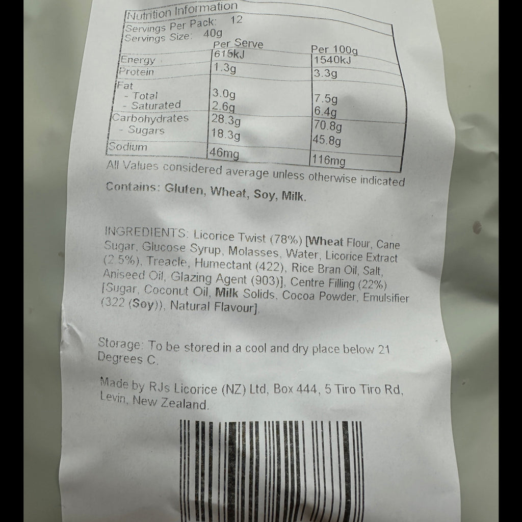 RJ's Black Licorice Pieces with Choc (Seconds) 500gm Bag