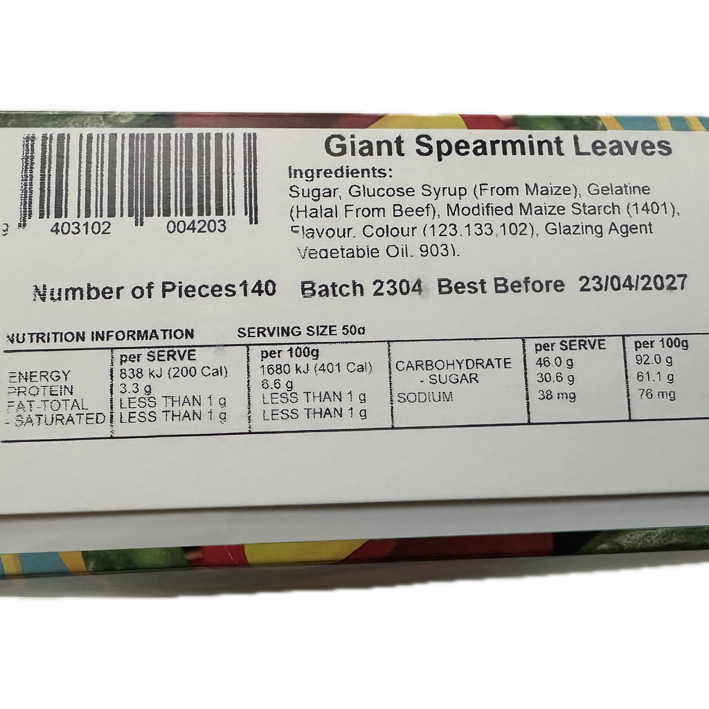 Maycees Giant Spearmint Leaves 140 count line