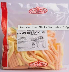 Carousel Assorted Fruit Sticks Seconds 750gm